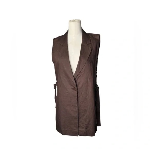 MAEVE - Anthropologie Brown Long Lapel Vest One Size - Picture 5 of 7